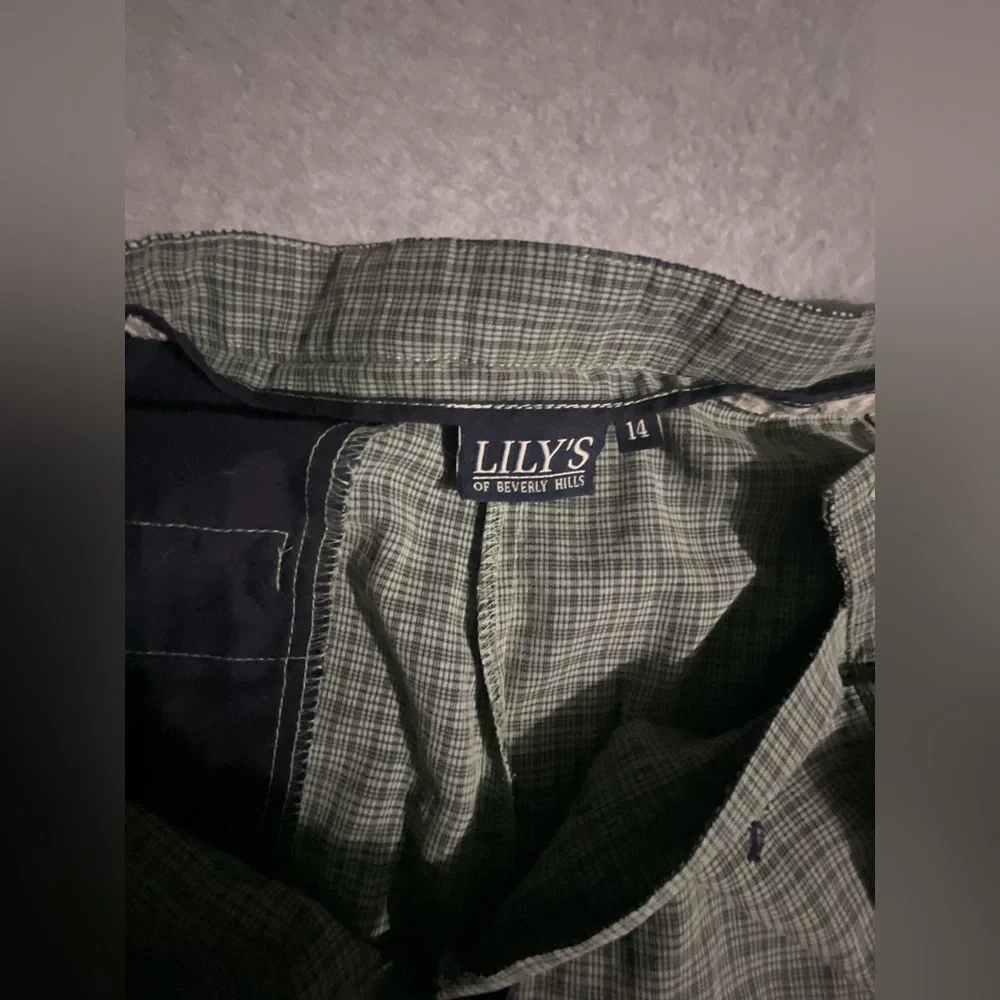 Lily's Beverly Hills Vintage Plaid Shorts Size 14 Green Repair Needed Distressed
